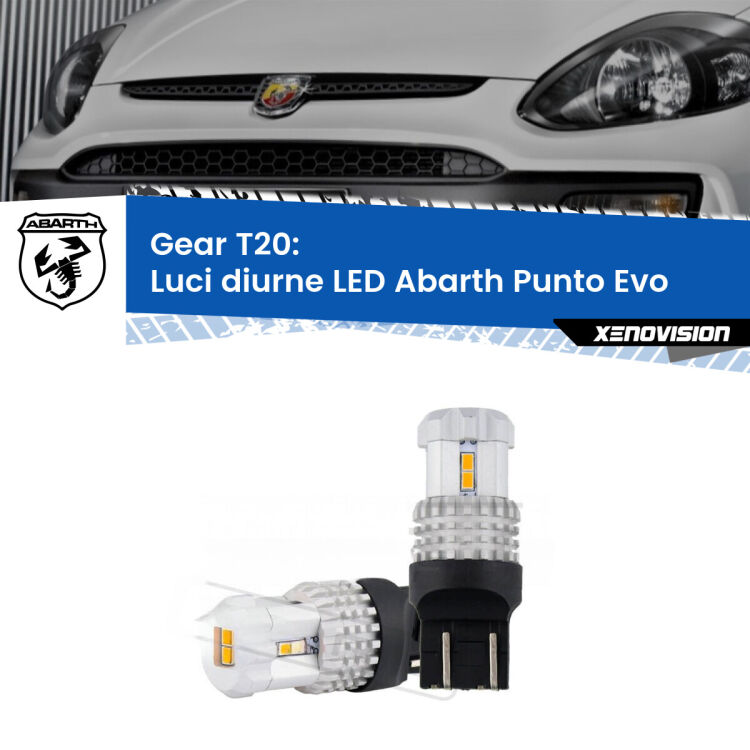 <strong>LED T20 </strong><strong>Luci diurne</strong> <strong>Abarth</strong> <strong>Punto Evo </strong> 2010 - 2014. Coppia LED effetto Stealth, ottima resa in ogni direzione, Qualità Massima.