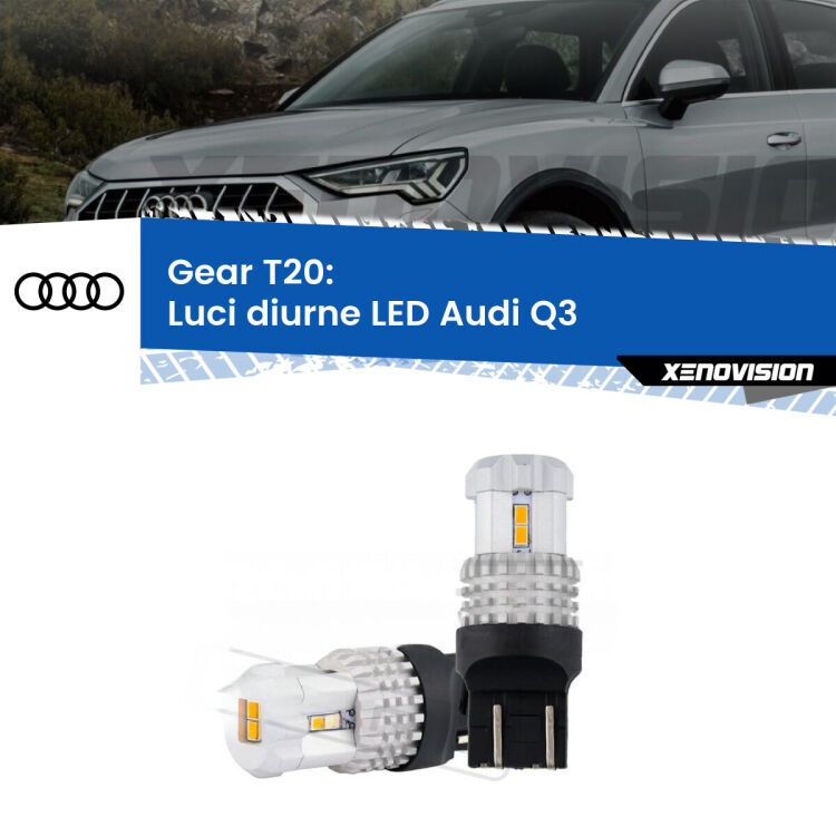 <strong>LED T20 </strong><strong>Luci diurne</strong> <strong>Audi</strong> <strong>Q3 </strong> 2011 - 2018. Coppia LED effetto Stealth, ottima resa in ogni direzione, Qualità Massima.