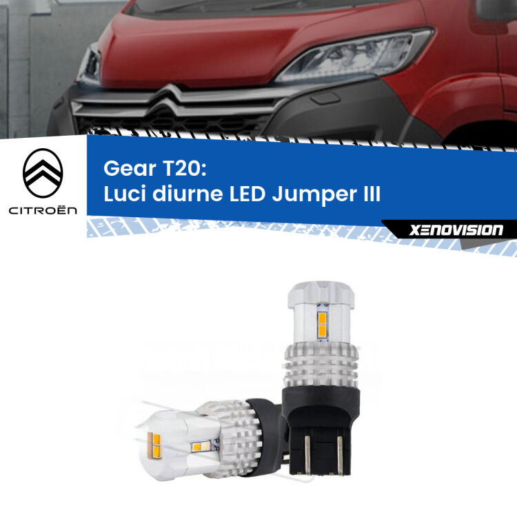 <strong>LED T20 </strong><strong>Luci diurne</strong> <strong>Citroën</strong> <strong>Jumper </strong>(III) in poi. Coppia LED effetto Stealth, ottima resa in ogni direzione, Qualità Massima.