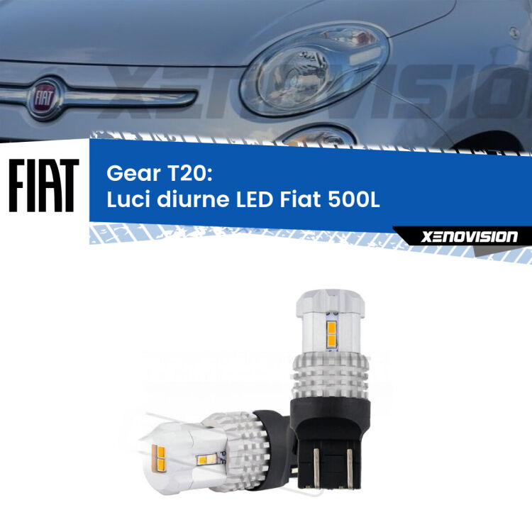 <strong>LED T20 </strong><strong>Luci diurne</strong> <strong>Fiat</strong> <strong>500L </strong> 2012 - 2017. Coppia LED effetto Stealth, ottima resa in ogni direzione, Qualità Massima.