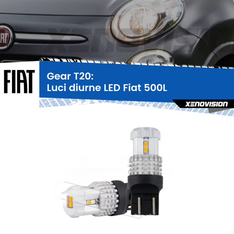 <strong>LED T20 </strong><strong>Luci diurne</strong> <strong>Fiat</strong> <strong>500L </strong> 2017 - 2022. Coppia LED effetto Stealth, ottima resa in ogni direzione, Qualità Massima.