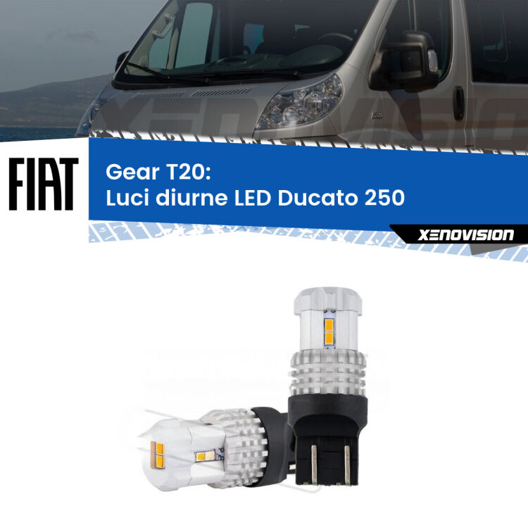 <strong>LED T20 </strong><strong>Luci diurne</strong> <strong>Fiat</strong> <strong>Ducato </strong>(250) 2014 - 2018. Coppia LED effetto Stealth, ottima resa in ogni direzione, Qualità Massima.