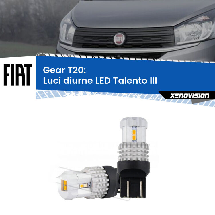 <strong>LED T20 </strong><strong>Luci diurne</strong> <strong>Fiat</strong> <strong>Talento </strong>(III) 2016 - 2020. Coppia LED effetto Stealth, ottima resa in ogni direzione, Qualità Massima.