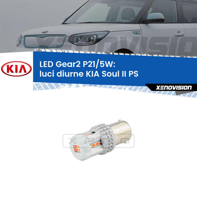 <strong>Luci diurne LED no-spie per KIA Soul II</strong> PS a parabola singola. Una lampada <strong>P21/5W</strong> modello Gear da Xenovision.