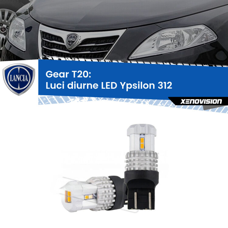 <strong>LED T20 </strong><strong>Luci diurne</strong> <strong>Lancia</strong> <strong>Ypsilon </strong>(312) 2011 in poi. Coppia LED effetto Stealth, ottima resa in ogni direzione, Qualità Massima.