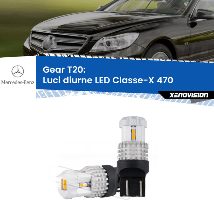 <strong>LED T20 </strong><strong>Luci diurne</strong> <strong>Mercedes</strong> <strong>Classe-X </strong>(470) 2017 in poi. Coppia LED effetto Stealth, ottima resa in ogni direzione, Qualità Massima.