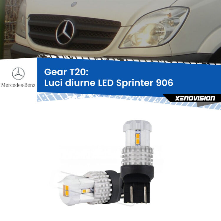 <strong>LED T20 </strong><strong>Luci diurne</strong> <strong>Mercedes</strong> <strong>Sprinter </strong>(906) 2013 - 2018. Coppia LED effetto Stealth, ottima resa in ogni direzione, Qualità Massima.