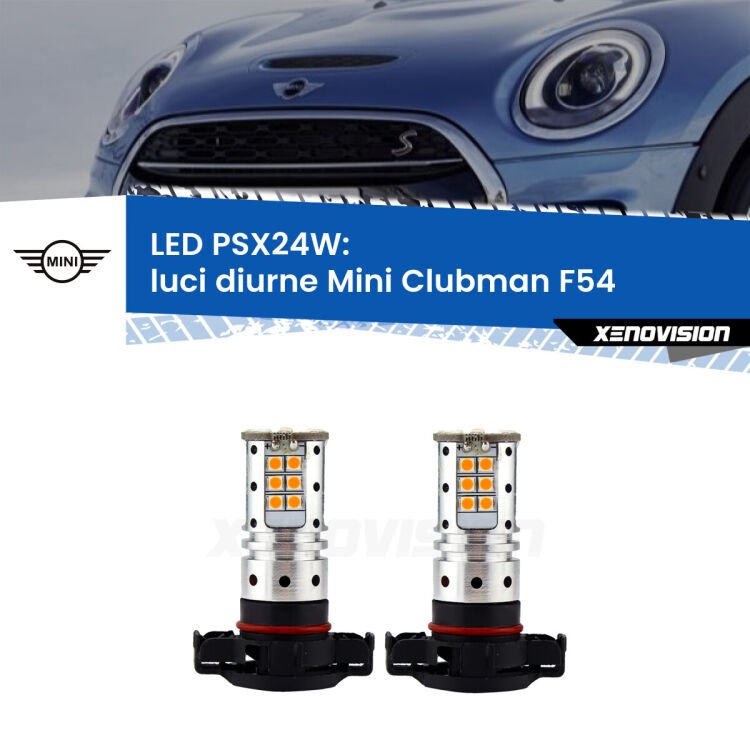 <strong>LED per luci diurne Mini Clubman</strong> F54 2014 - 2019. Coppia lampade <strong>PSX24W</strong> Canbus da Xenovision.