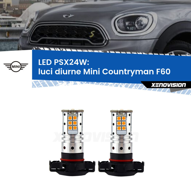 <strong>LED per luci diurne Mini Countryman</strong> F60 2016 - 2019. Coppia lampade <strong>PSX24W</strong> Canbus da Xenovision.