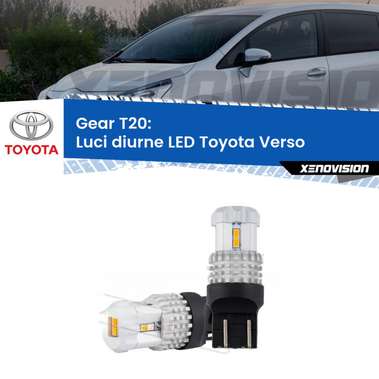 <strong>LED T20 </strong><strong>Luci diurne</strong> <strong>Toyota</strong> <strong>Verso </strong> 2012 - 2018. Coppia LED effetto Stealth, ottima resa in ogni direzione, Qualità Massima.