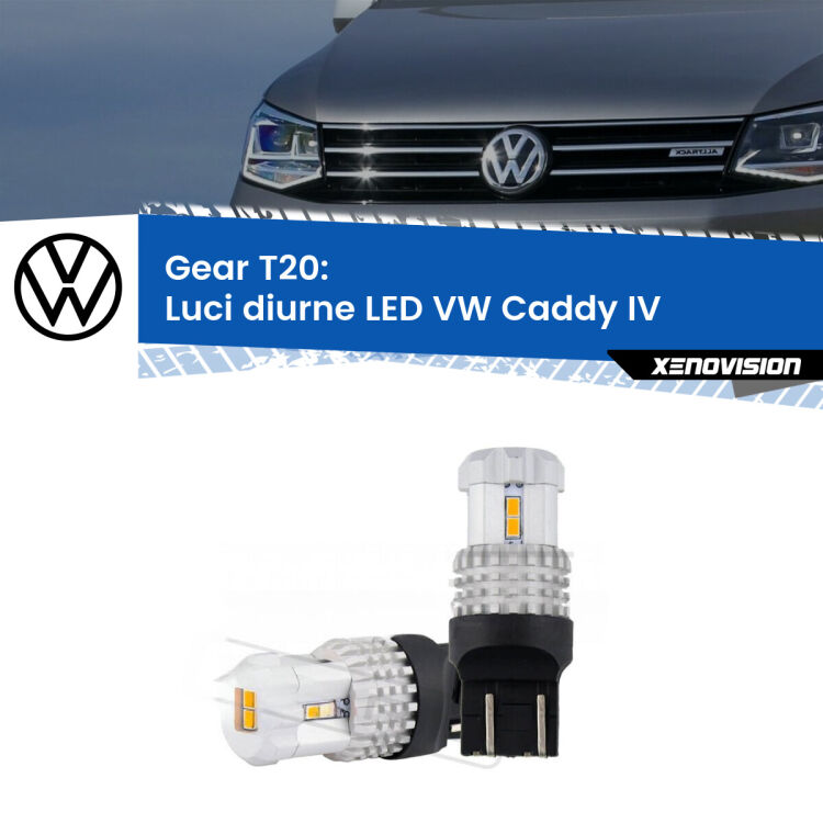 <strong>LED T20 </strong><strong>Luci diurne</strong> <strong>VW</strong> <strong>Caddy IV </strong> a parabola singola. Coppia LED effetto Stealth, ottima resa in ogni direzione, Qualità Massima.