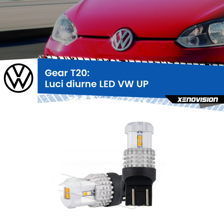 <strong>LED T20 </strong><strong>Luci diurne</strong> <strong>VW</strong> <strong>UP </strong> in poi. Coppia LED effetto Stealth, ottima resa in ogni direzione, Qualità Massima.