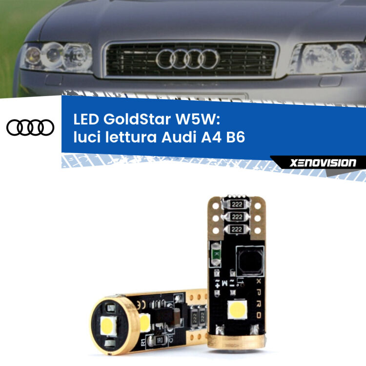 <strong>Luci Lettura LED Audi A4</strong> B6 2000 - 2004: ottima luminosità a 360 gradi. Si inseriscono ovunque. Canbus, Top Quality.