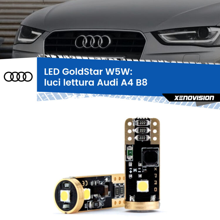 <strong>Luci Lettura LED Audi A4</strong> B8 2007 - 2015: ottima luminosità a 360 gradi. Si inseriscono ovunque. Canbus, Top Quality.