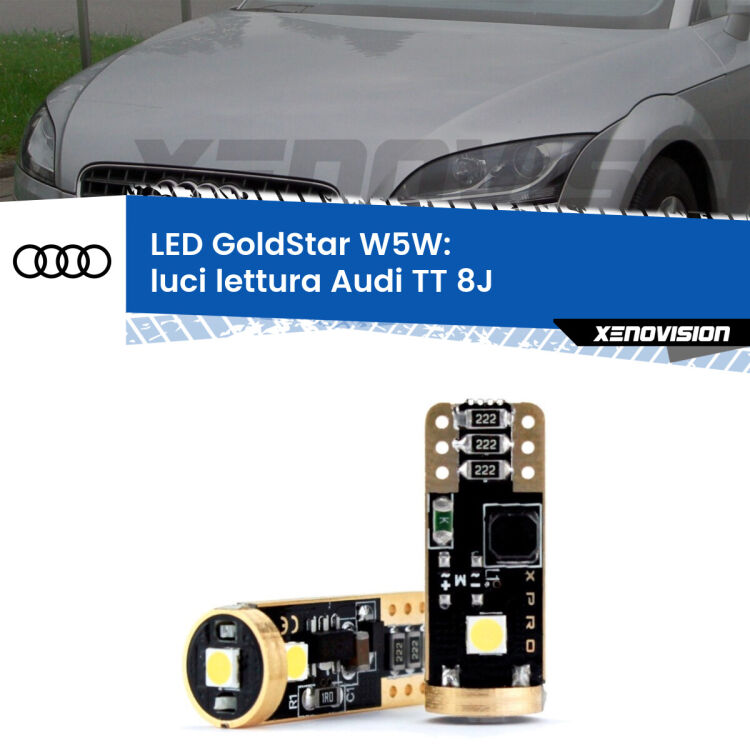 <strong>Luci Lettura LED Audi TT</strong> 8J 2006 - 2014: ottima luminosità a 360 gradi. Si inseriscono ovunque. Canbus, Top Quality.