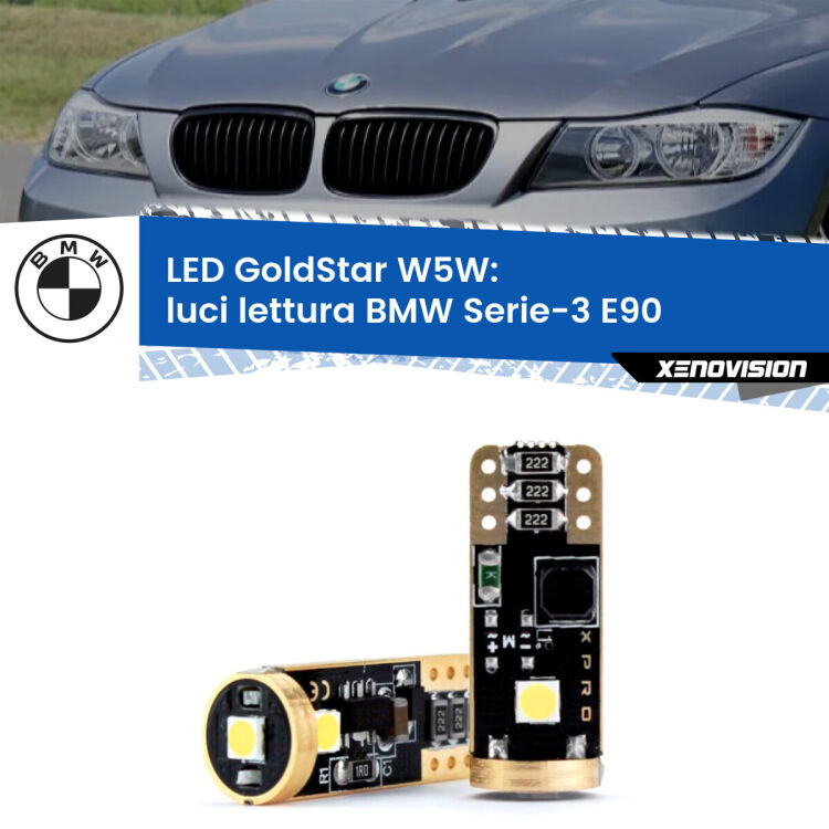 <strong>Luci Lettura LED BMW Serie-3</strong> E90 2005 - 2011: ottima luminosità a 360 gradi. Si inseriscono ovunque. Canbus, Top Quality.