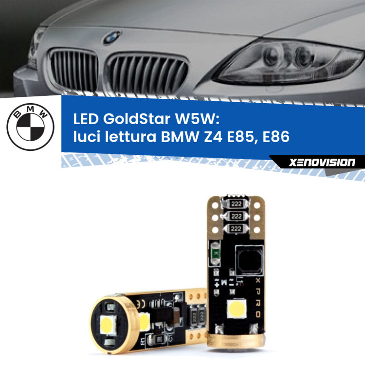 <strong>Luci Lettura LED BMW Z4</strong> E85, E86 2003 - 2008: ottima luminosità a 360 gradi. Si inseriscono ovunque. Canbus, Top Quality.