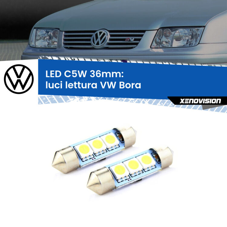 <strong>Luci Lettura LED per VW Bora</strong>  posteriori. Coppia lampade <strong>C5W</strong> 36mm estremamente longeve.