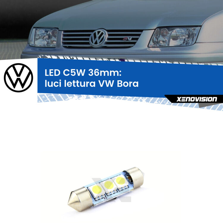 LED Luci Lettura VW Bora  posteriori. Una lampadina led innesto C5W 36mm canbus estremamente longeva.