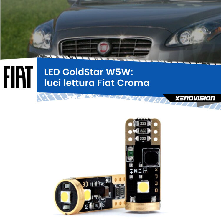 <strong>Luci Lettura LED Fiat Croma</strong>  2005 - 2010: ottima luminosità a 360 gradi. Si inseriscono ovunque. Canbus, Top Quality.