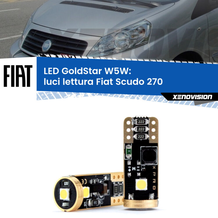 <strong>Luci Lettura LED Fiat Scudo</strong> 270 2007 - 2016: ottima luminosità a 360 gradi. Si inseriscono ovunque. Canbus, Top Quality.