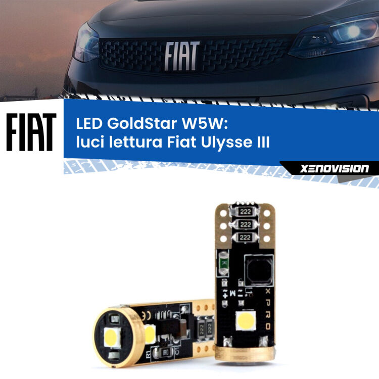 <strong>Luci Lettura LED Fiat Ulysse</strong> III 2022 in poi: ottima luminosità a 360 gradi. Si inseriscono ovunque. Canbus, Top Quality.