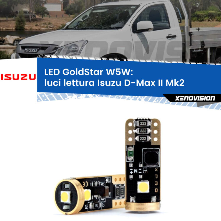 <strong>Luci Lettura LED Isuzu D-Max II</strong> Mk2 2011 - 2018: ottima luminosità a 360 gradi. Si inseriscono ovunque. Canbus, Top Quality.