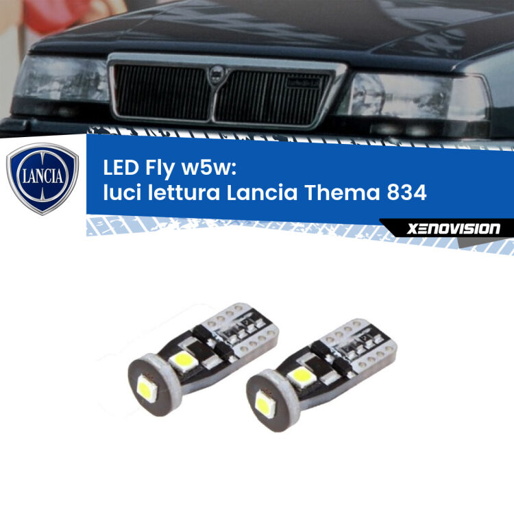 <strong>luci lettura LED per Lancia Thema</strong> 834 anteriori. Coppia lampadine <strong>w5w</strong> Canbus compatte modello Fly Xenovision.