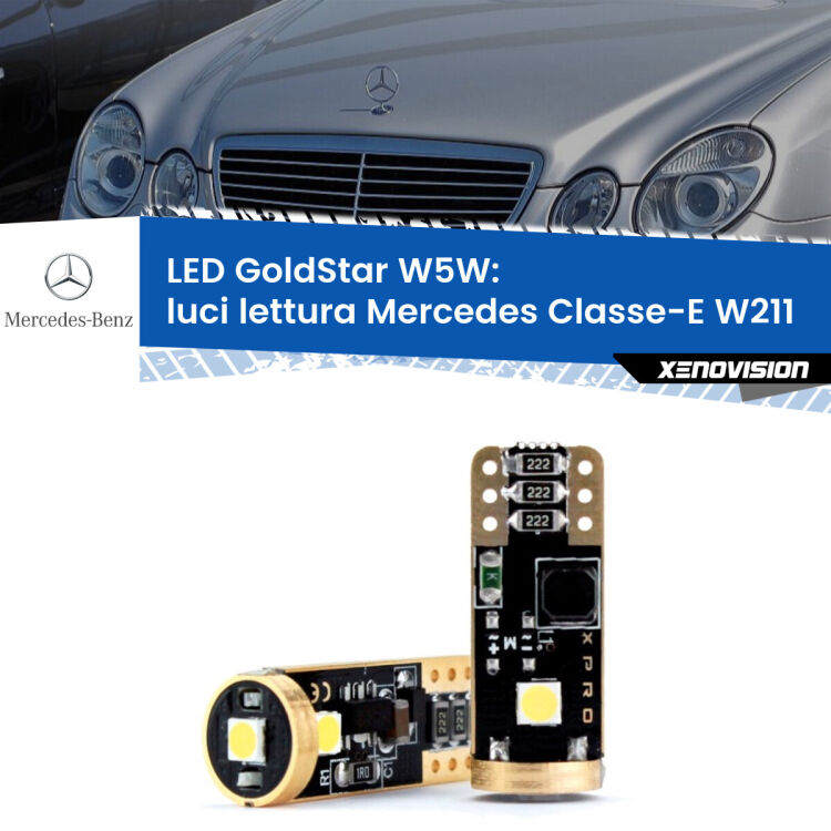 <strong>Luci Lettura LED Mercedes Classe-E</strong> W211 2002 - 2009: ottima luminosità a 360 gradi. Si inseriscono ovunque. Canbus, Top Quality.