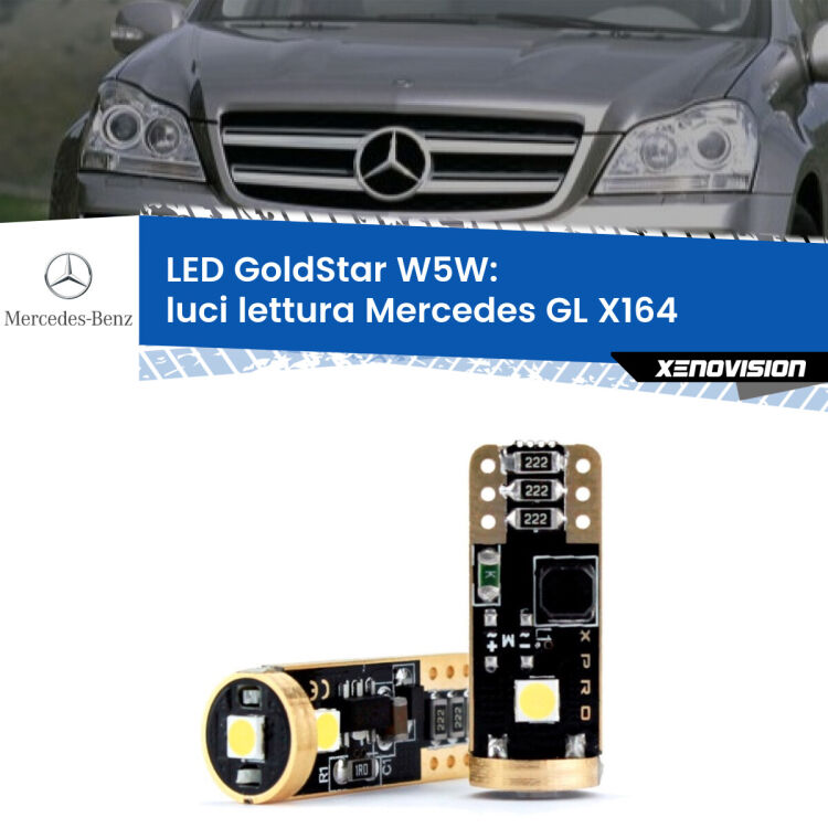 <strong>Luci Lettura LED Mercedes GL</strong> X164 2006 - 2012: ottima luminosità a 360 gradi. Si inseriscono ovunque. Canbus, Top Quality.