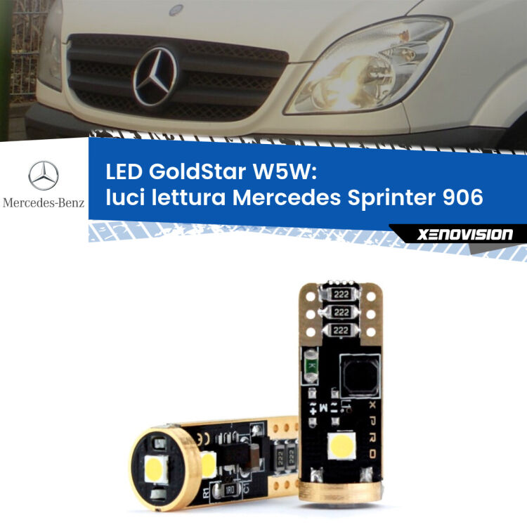 <strong>Luci Lettura LED Mercedes Sprinter</strong> 906 2006 - 2018: ottima luminosità a 360 gradi. Si inseriscono ovunque. Canbus, Top Quality.