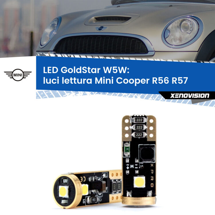 <strong>Luci Lettura LED Mini Cooper</strong> R56 R57 2006 - 2010: ottima luminosità a 360 gradi. Si inseriscono ovunque. Canbus, Top Quality.