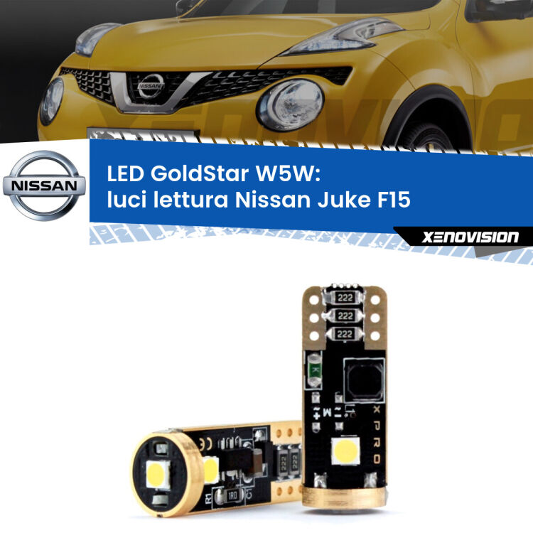 <strong>Luci Lettura LED Nissan Juke</strong> F15 2010 - 2018: ottima luminosità a 360 gradi. Si inseriscono ovunque. Canbus, Top Quality.