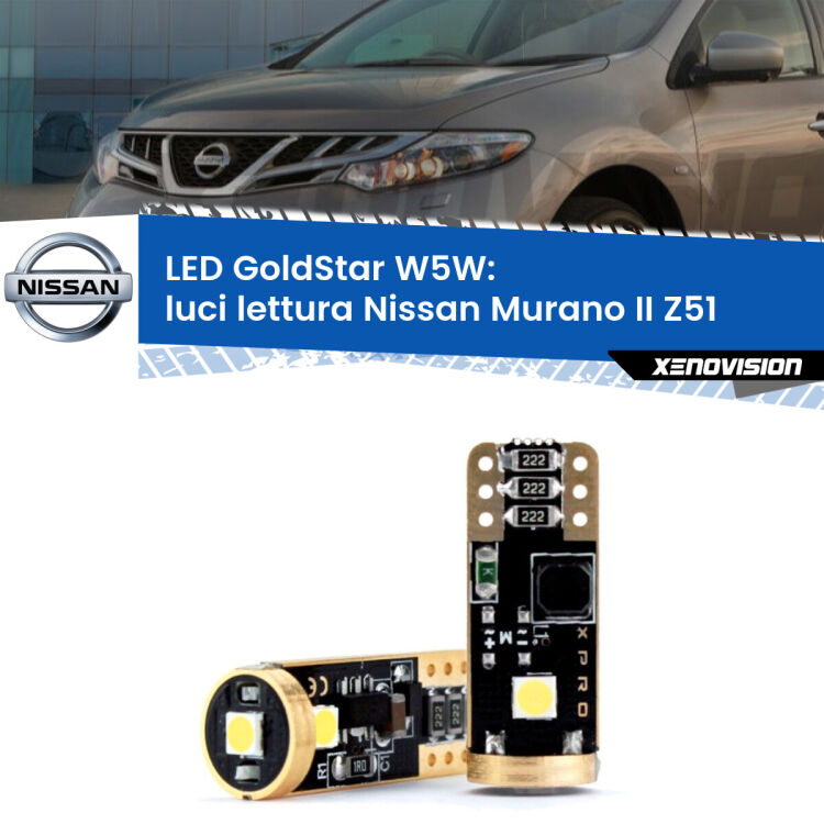 <strong>Luci Lettura LED Nissan Murano II</strong> Z51 2007 - 2014: ottima luminosità a 360 gradi. Si inseriscono ovunque. Canbus, Top Quality.