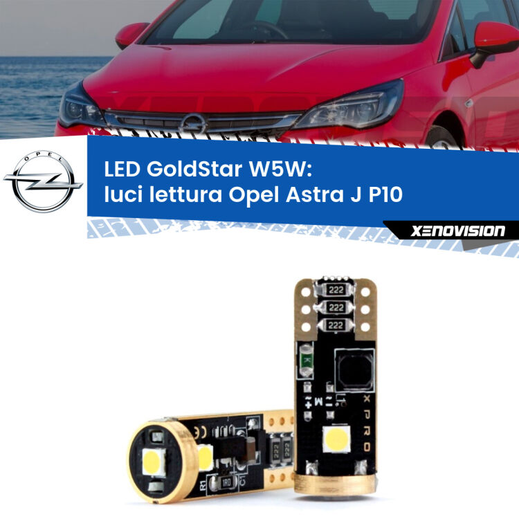 <strong>Luci Lettura LED Opel Astra J</strong> P10 2009 - 2015: ottima luminosità a 360 gradi. Si inseriscono ovunque. Canbus, Top Quality.