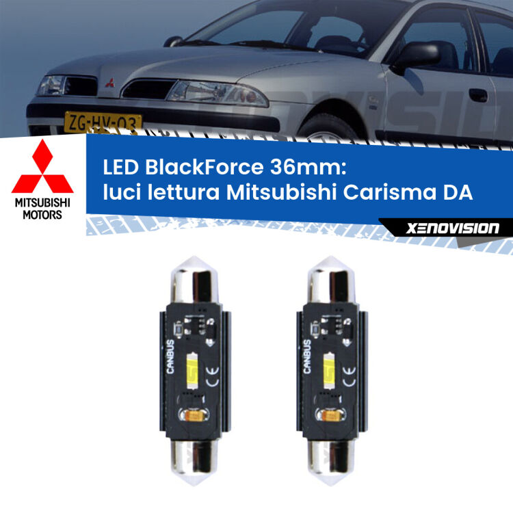 <strong>Luci Lettura LED per Mitsubishi Carisma</strong> DA 1995 - 2006. Coppia lampade <strong>C5W</strong> 36mm modello BlackForce canbus.