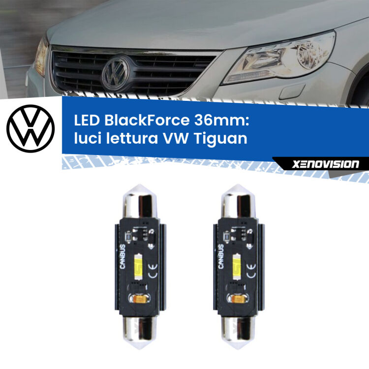 <strong>Luci Lettura LED per VW Tiguan</strong>  laterali. Coppia lampade <strong>C5W</strong> 36mm modello BlackForce canbus.