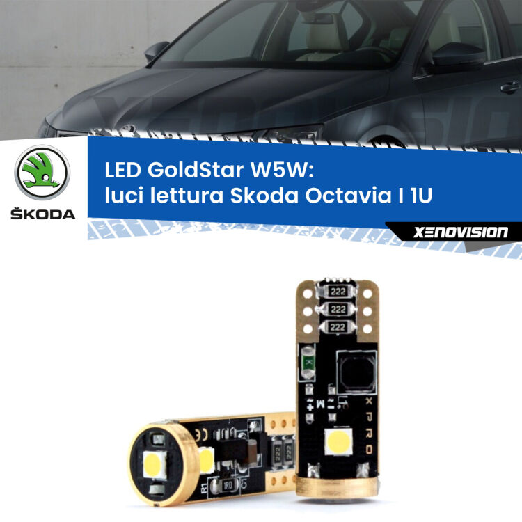 <strong>Luci Lettura LED Skoda Octavia I</strong> 1U 1996 - 2010: ottima luminosità a 360 gradi. Si inseriscono ovunque. Canbus, Top Quality.