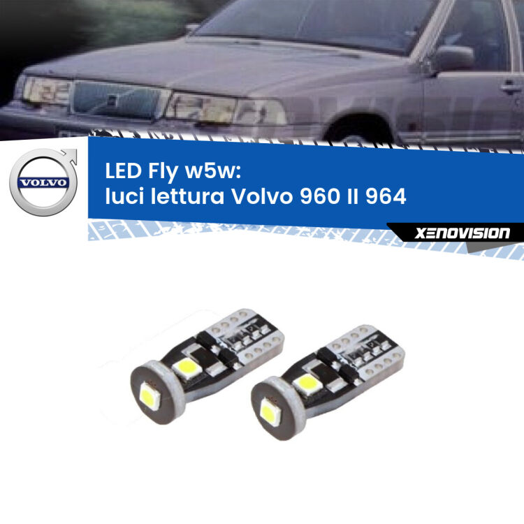 <strong>luci lettura LED per Volvo 960 II</strong> 964 1994 - 1996. Coppia lampadine <strong>w5w</strong> Canbus compatte modello Fly Xenovision.