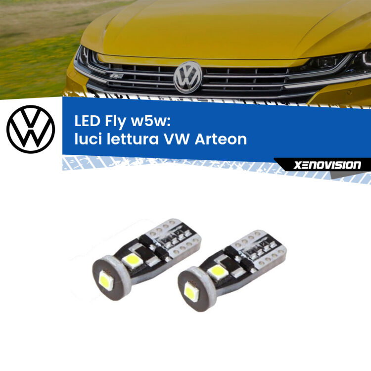 <strong>luci lettura LED per VW Arteon</strong>  2017 in poi. Coppia lampadine <strong>w5w</strong> Canbus compatte modello Fly Xenovision.