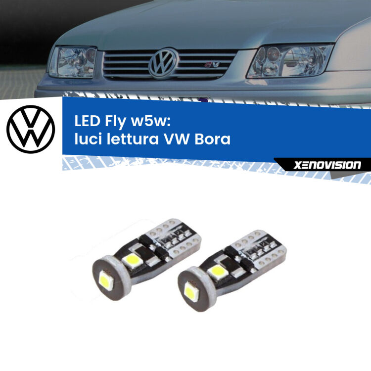 <strong>luci lettura LED per VW Bora</strong>  anteriori. Coppia lampadine <strong>w5w</strong> Canbus compatte modello Fly Xenovision.