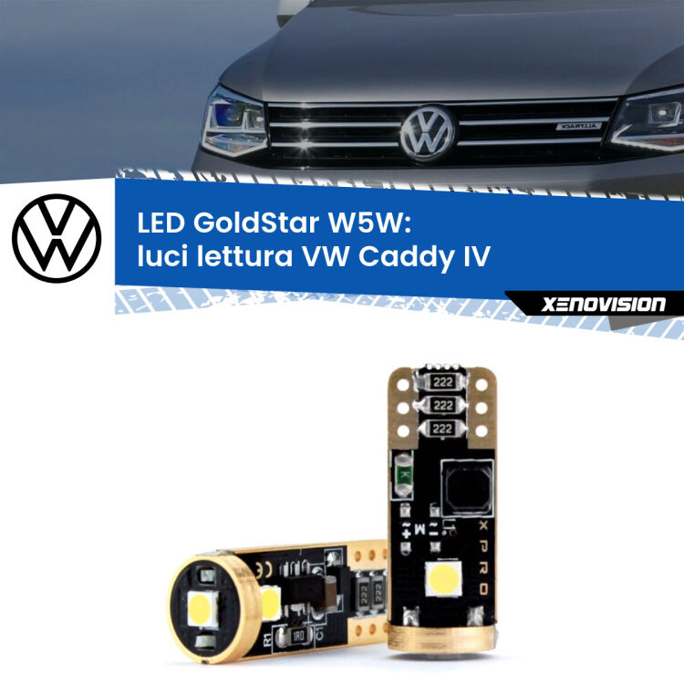 <strong>Luci Lettura LED VW Caddy IV</strong>  2015 - 2017: ottima luminosità a 360 gradi. Si inseriscono ovunque. Canbus, Top Quality.