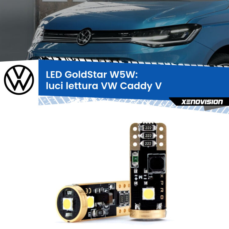 <strong>Luci Lettura LED VW Caddy V</strong>  2021 in poi: ottima luminosità a 360 gradi. Si inseriscono ovunque. Canbus, Top Quality.