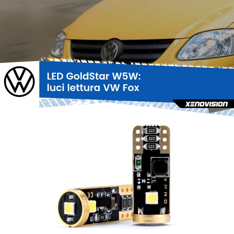 <strong>Luci Lettura LED VW Fox</strong>  2003 - 2014: ottima luminosità a 360 gradi. Si inseriscono ovunque. Canbus, Top Quality.