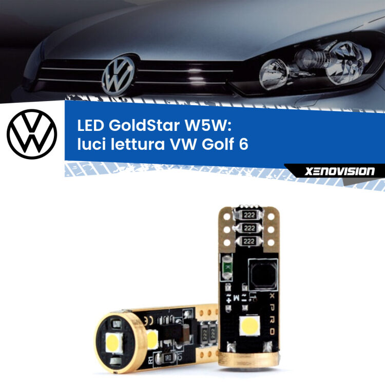 <strong>Luci Lettura LED VW Golf 6</strong>  2008 - 2011: ottima luminosità a 360 gradi. Si inseriscono ovunque. Canbus, Top Quality.