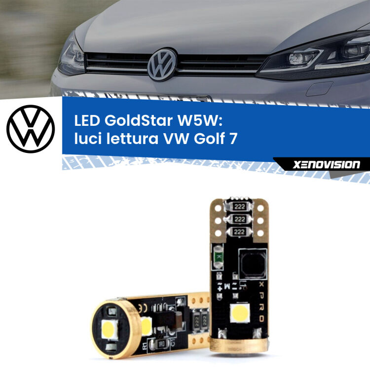 <strong>Luci Lettura LED VW Golf 7</strong>  2012 - 2019: ottima luminosità a 360 gradi. Si inseriscono ovunque. Canbus, Top Quality.