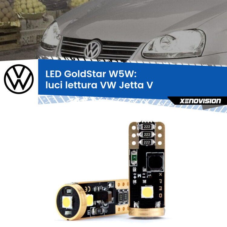 <strong>Luci Lettura LED VW Jetta</strong> V 2005 - 2010: ottima luminosità a 360 gradi. Si inseriscono ovunque. Canbus, Top Quality.