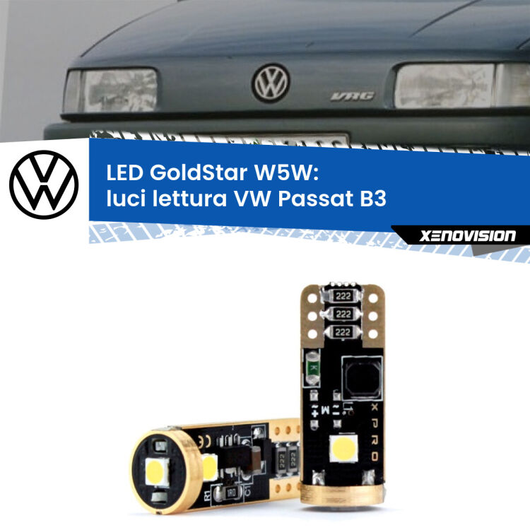 <strong>Luci Lettura LED VW Passat</strong> B3 Versione 1: ottima luminosità a 360 gradi. Si inseriscono ovunque. Canbus, Top Quality.