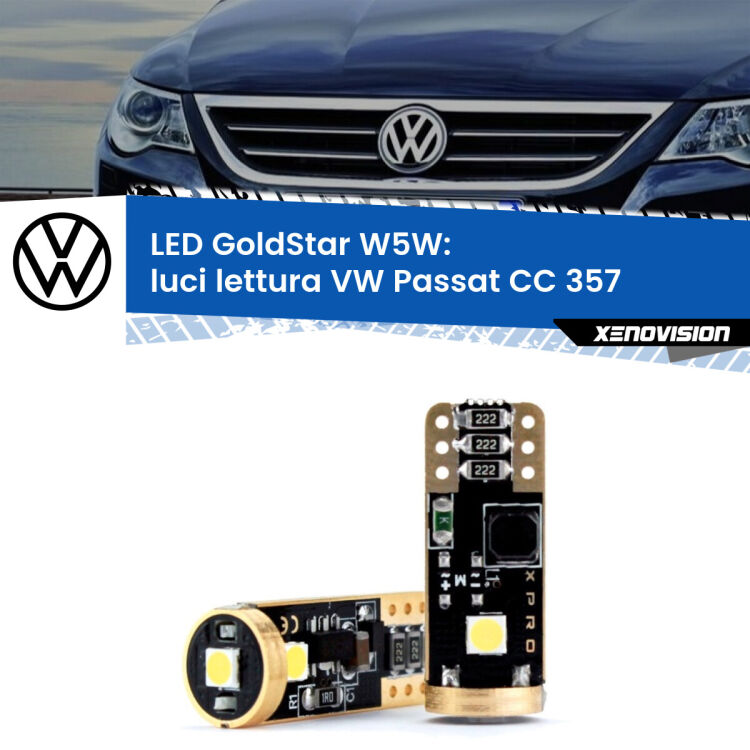 <strong>Luci Lettura LED VW Passat CC</strong> 357 2008 - 2012: ottima luminosità a 360 gradi. Si inseriscono ovunque. Canbus, Top Quality.