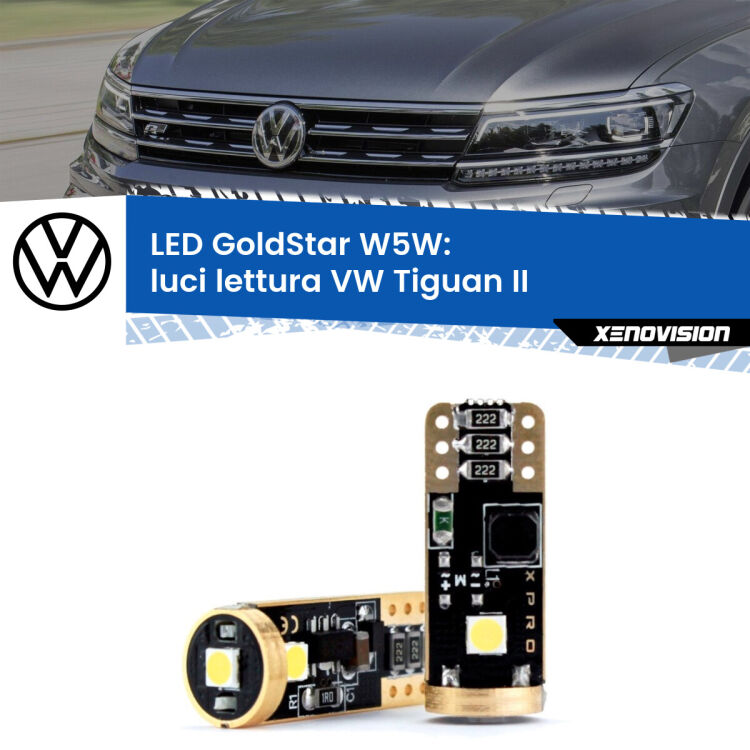 <strong>Luci Lettura LED VW Tiguan</strong> II 2016 in poi: ottima luminosità a 360 gradi. Si inseriscono ovunque. Canbus, Top Quality.